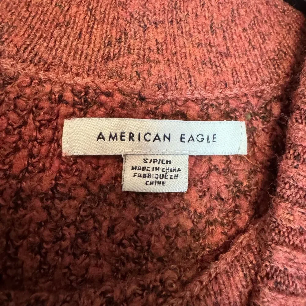 AMERICAN EAGLE women's size small S rust orange cowl neck crop pullover sweater